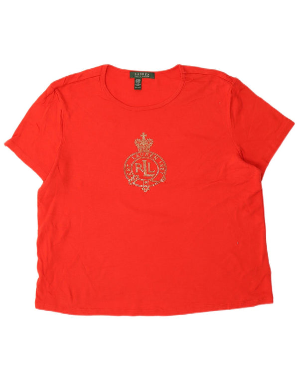RALPH LAUREN Camiseta gráfica para mujer Top UK 16 Large Red Cotton