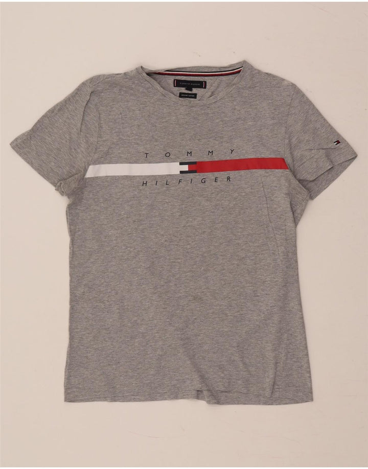 Tommy Hilfiger Camiseta gráfica para hombre Top Small Grey Cotton