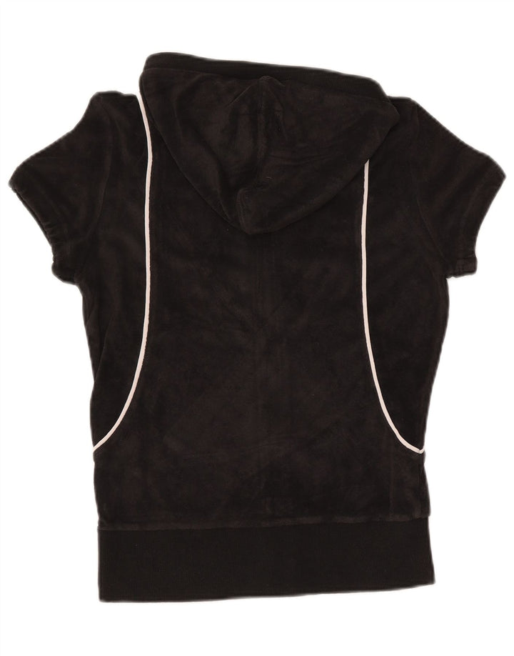 PUMA Suéter con capucha de terciopelo con cremallera de manga corta para mujer UK 40 Medium Black