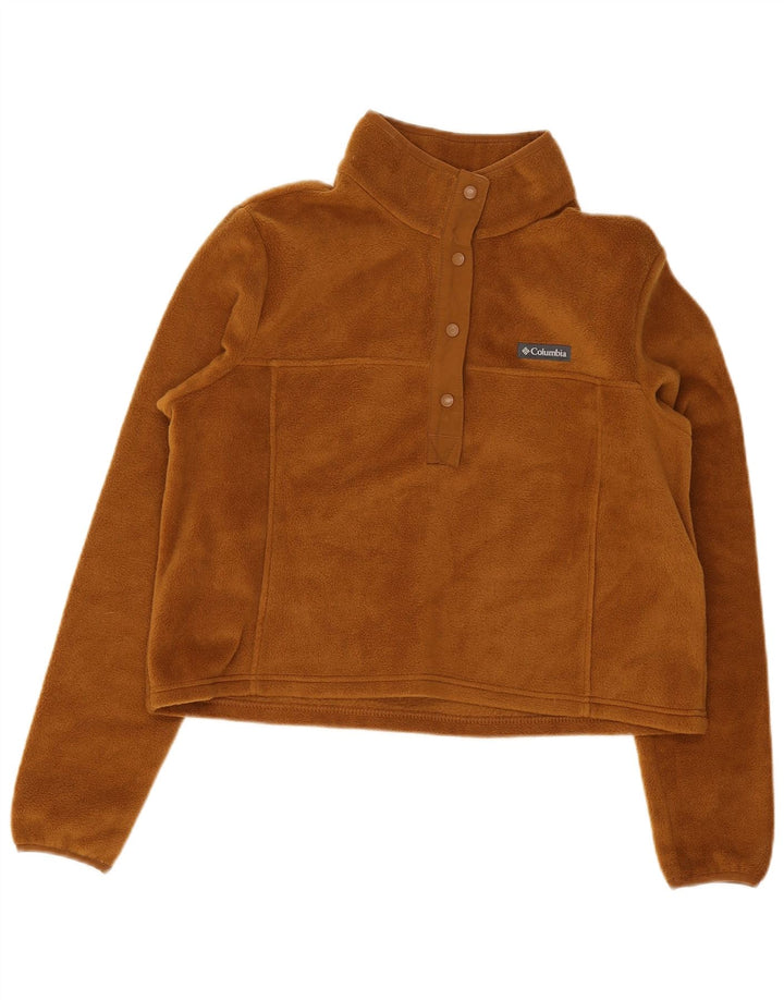 Columbia Jersey de forro polar con cuello y botones para mujer UK 46 Poliéster beige grande