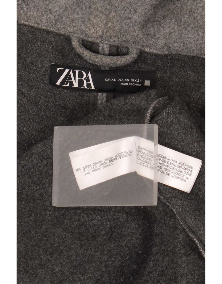 Zara Mujer Abrigo extragrande con capucha UK 6 XS Poliéster gris