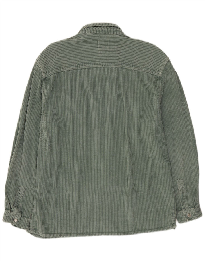 ZARA Hombre Camisa Relaxed Fit De Pana Algodón Verde Medio