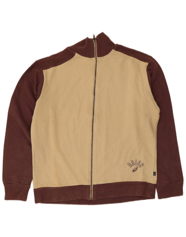 Asics Hombre Chándal Top Chaqueta Algodón Colorblock Beige Medio