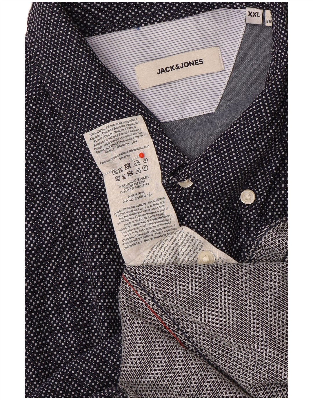 Camisa Jack & Jones Hombre 2XL Algodón Geométrico Azul Marino