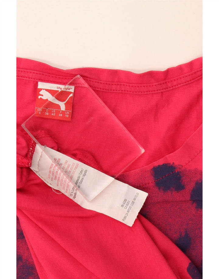 Puma Camiseta gráfica para mujer Top UK 10 Small Pink Cotton