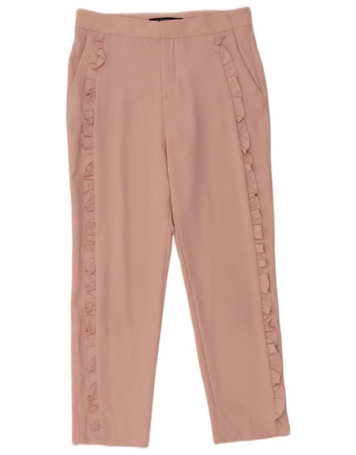 Zara Mujer Pantalón Chino Slim Small W27 L26 Poliéster Rosa