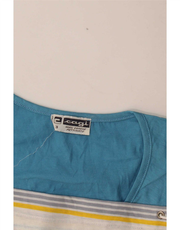 Cagi - Camiseta extragrande para mujer, talla M, algodón a rayas multicolor