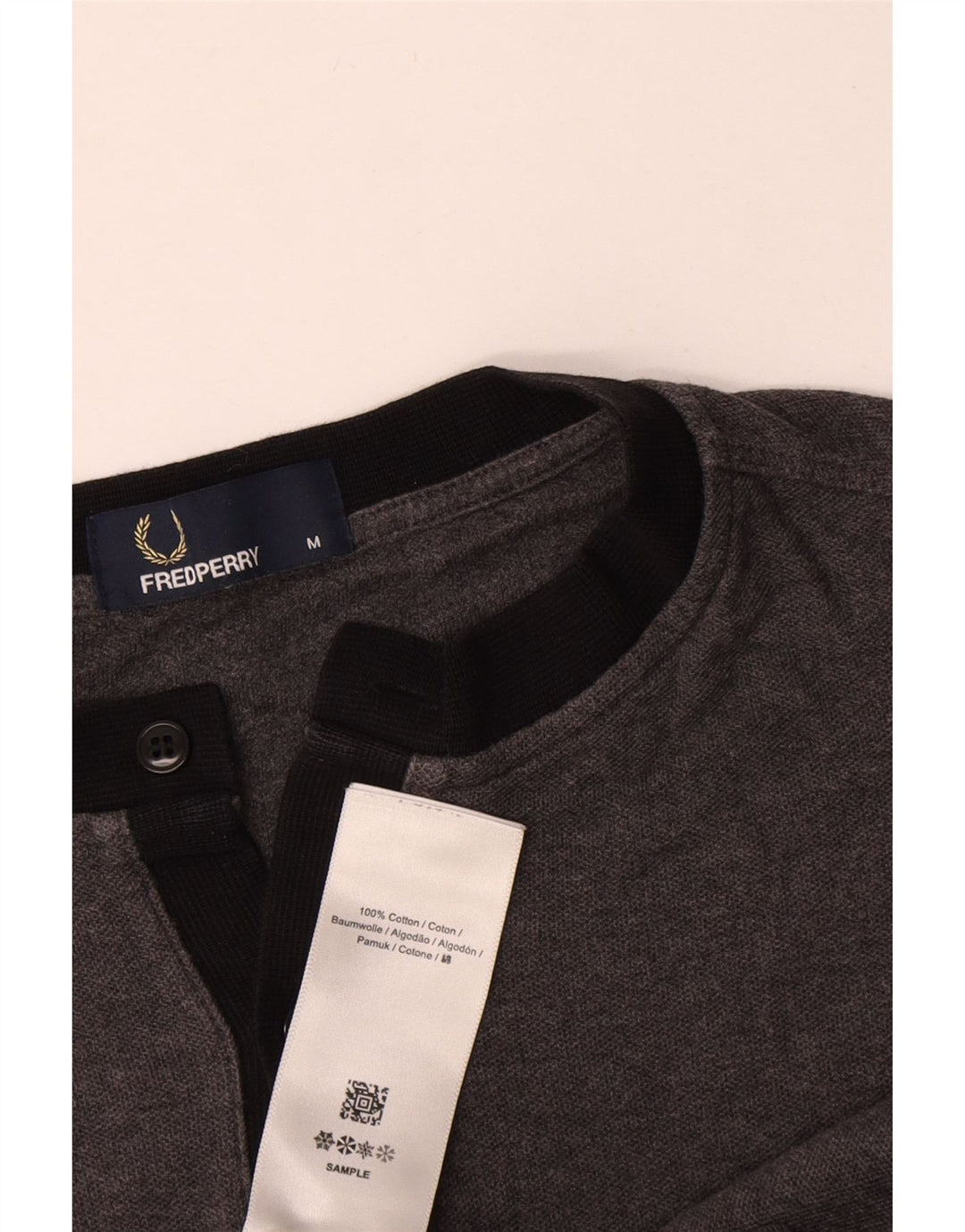 Camiseta Fred Perry Hombre Top Algodón Gris Medio