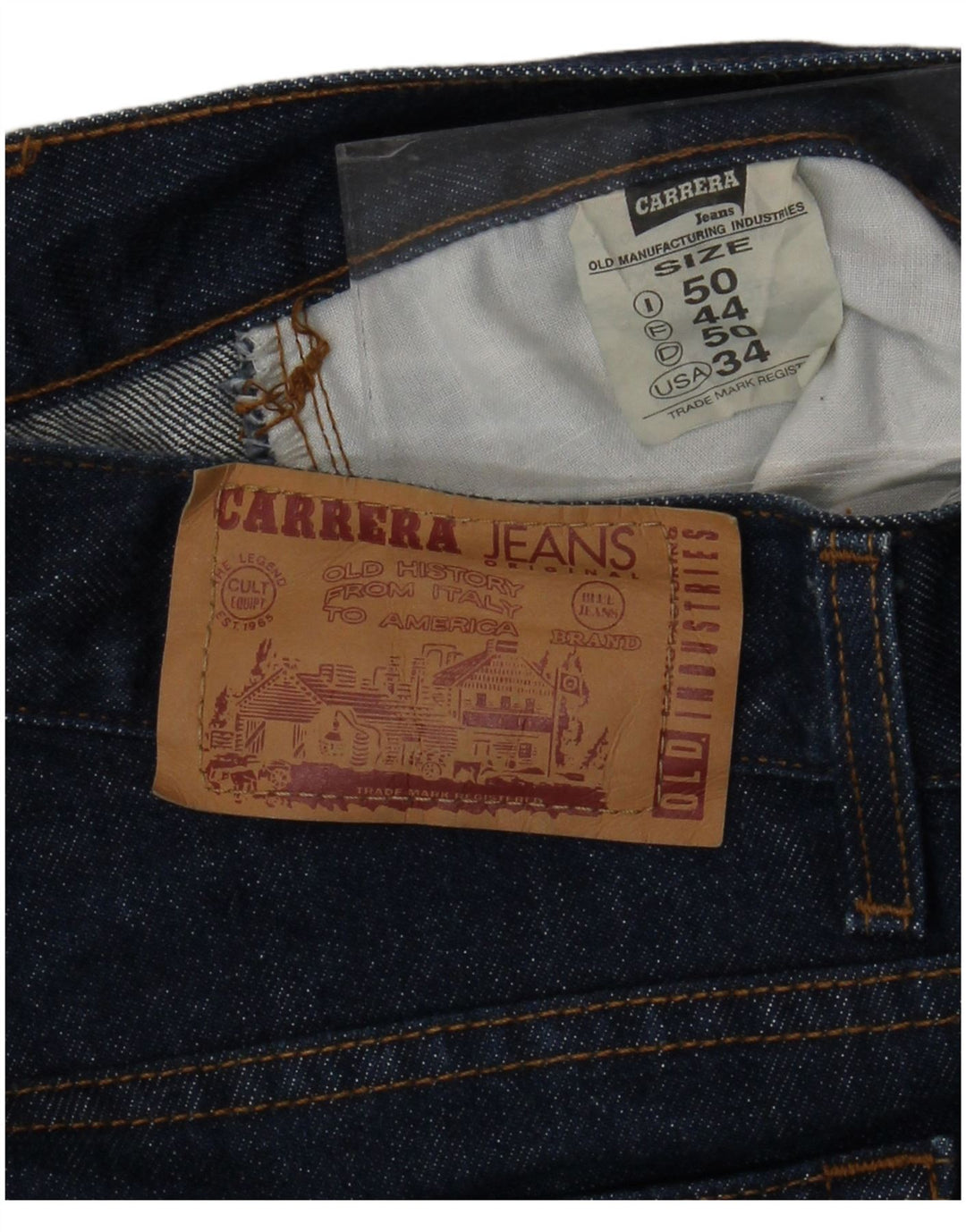 CARRERA Mens 702 Jeans Rectos IT 50 Grande W34 L30 Azul Marino Algodón