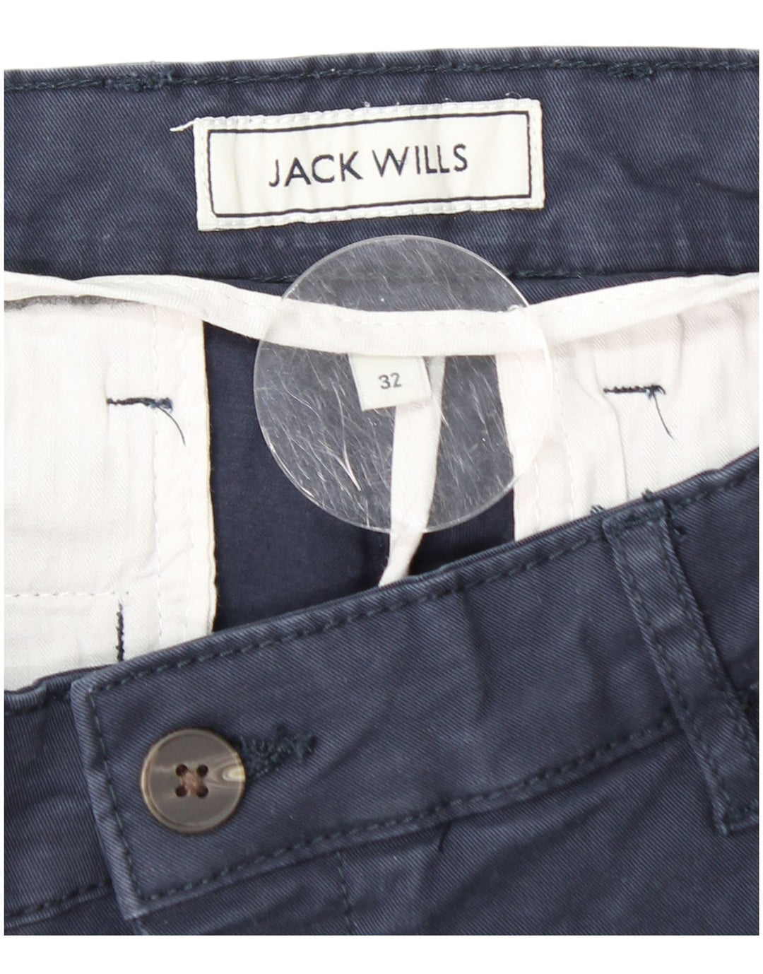 JACK WILLS Pantalones cortos chinos ajustados para hombre W32 Algodón azul marino medio