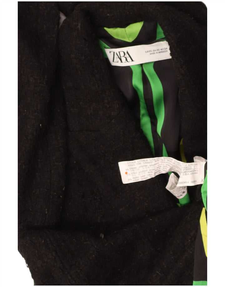 ZARA Womens 1 Button Blazer Jacket UK 6 XS Black Polyester