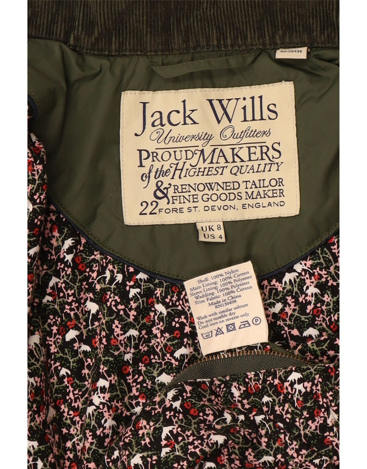 JACK WILLS Chaqueta acolchada para mujer UK 8 Small Khaki Nylon