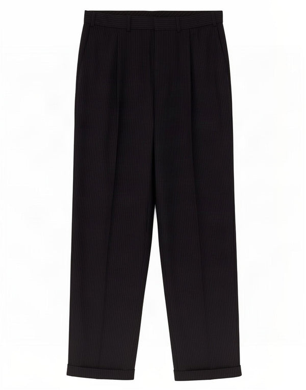 Marks & Spencer Pantalón chino con pinzas para hombre W36 L31 Azul marino a rayas