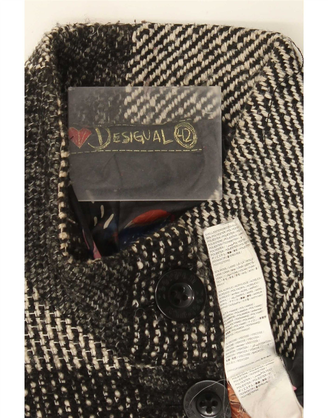 Abrigo Desigual para mujer EU 42 Poliéster floral gris grande