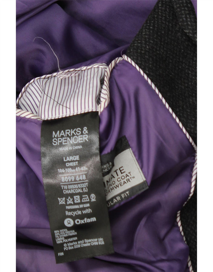 Marks & Spencer Abrigo de corte regular para hombre UK 40 Large Lana negra