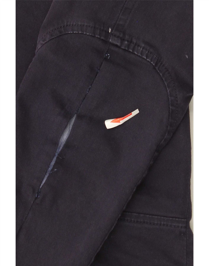Zara Mujer Crop Biker Jacket UK 40 Grande Azul Marino Algodón