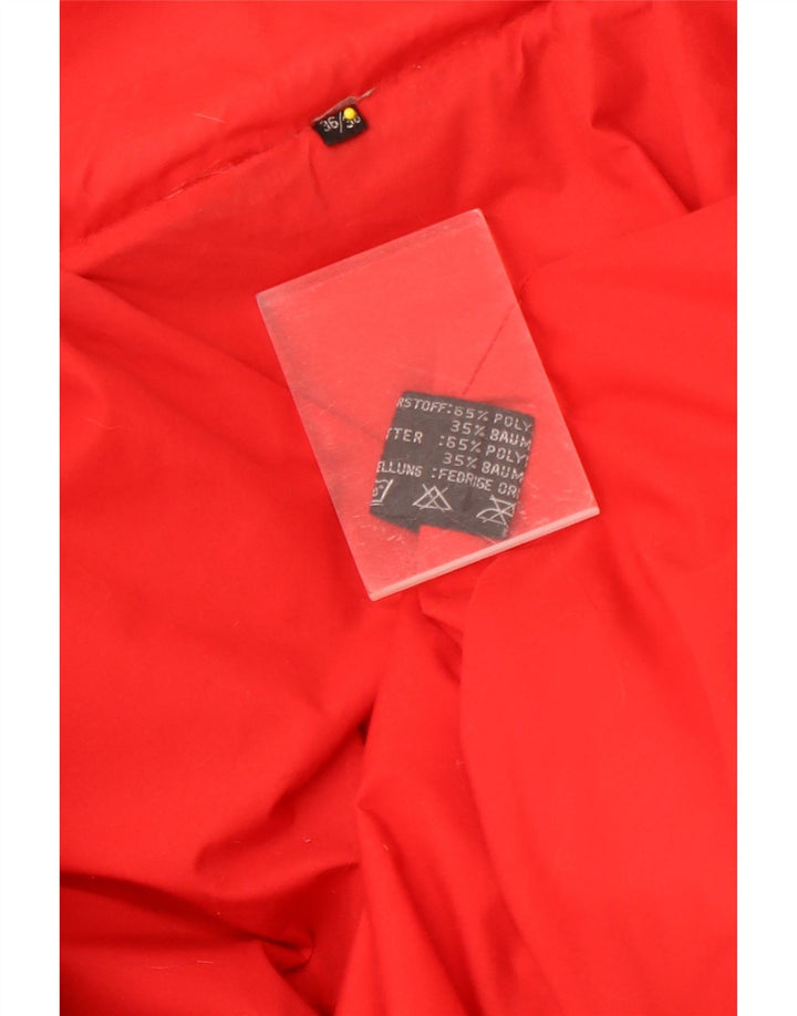 Vintage mujer abrigo acolchado de gran tamaño EU 36/38 pequeño poliéster rojo