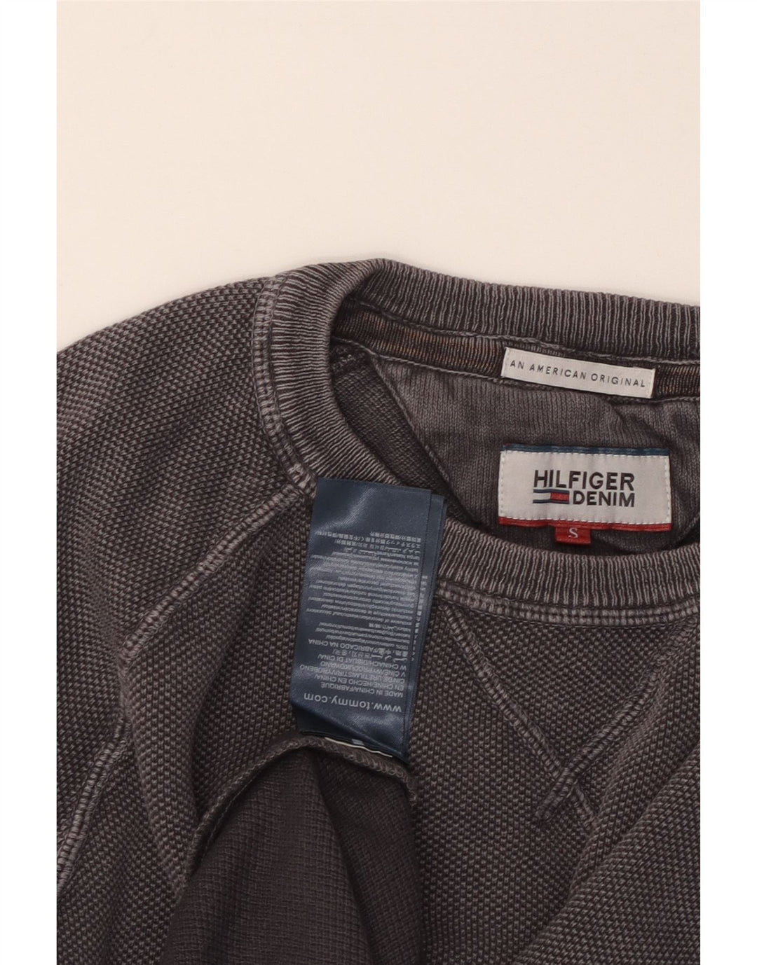 TOMMY HILFIGER Hombre Sudadera Jumper Small Gris Algodón