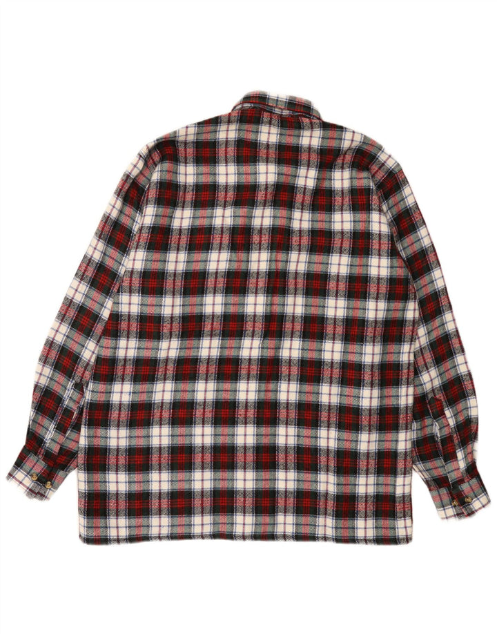 Follie Camisa de franela para hombre de lana a cuadros rojos grandes