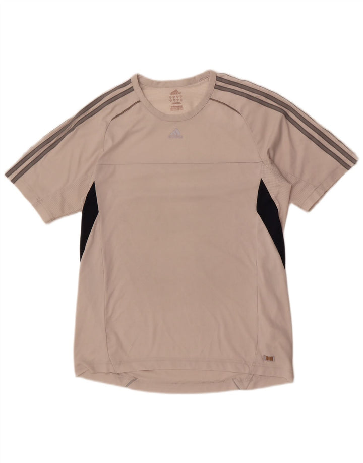 Adidas Hombre Climacool Camiseta Top Medio Blanco Colorblock Poliéster