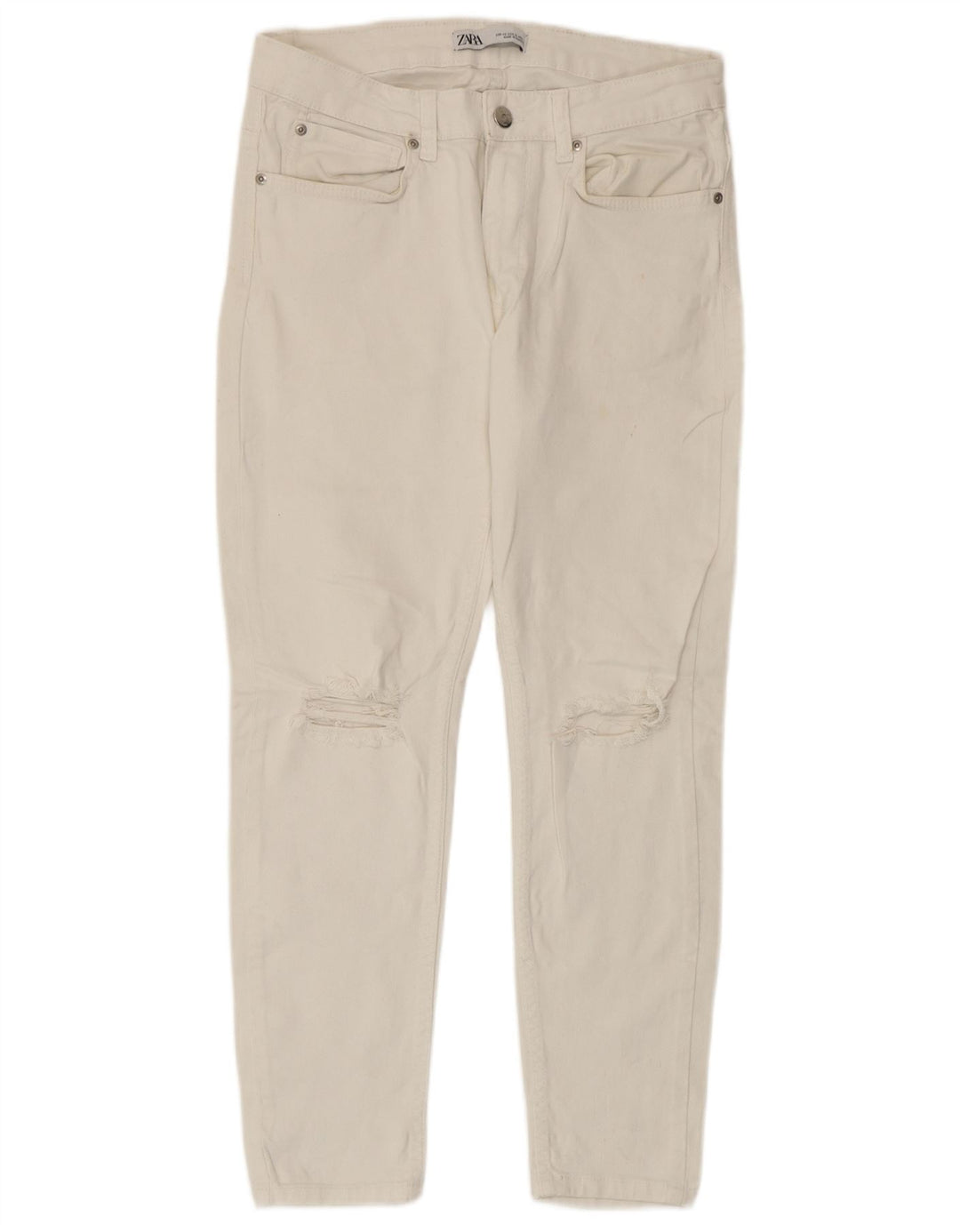 Zara Jeans recortados desgastados para hombre EU 40 Medium W31 L25 Algodón blanco
