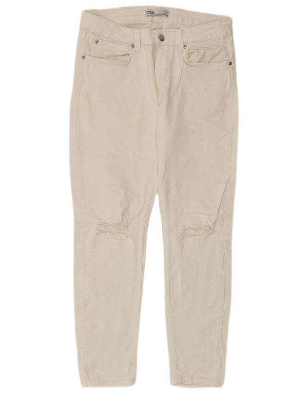 Zara Jeans recortados desgastados para hombre EU 40 Medium W31 L25 Algodón blanco