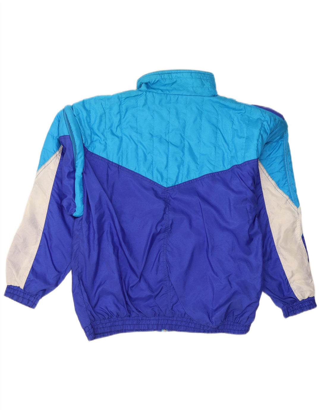 Vintage hombres chándal top chaqueta pequeña azul colorblock