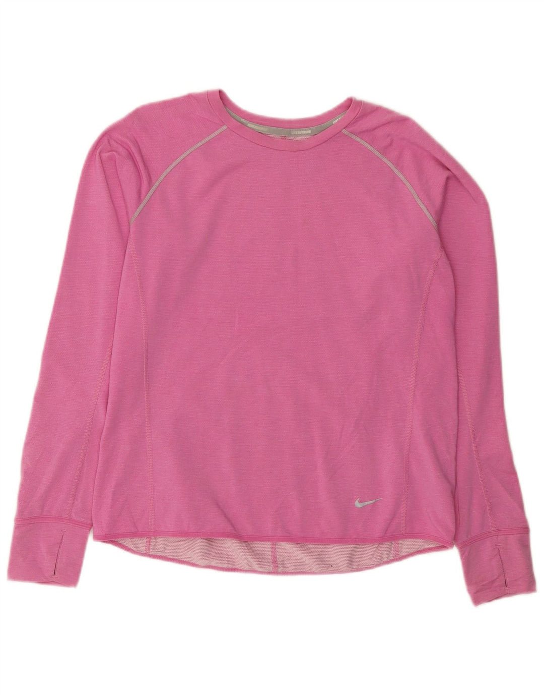 NIKE Mujer Dri Fit Top Manga Larga UK 40 XL Lyocell Rosa