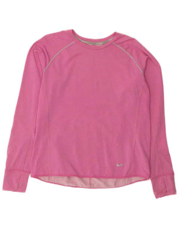 NIKE Mujer Dri Fit Top Manga Larga UK 40 XL Lyocell Rosa
