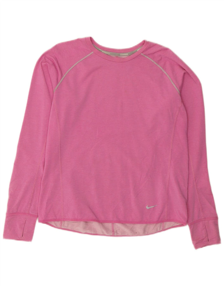 NIKE Mujer Dri Fit Top Manga Larga UK 40 XL Lyocell Rosa