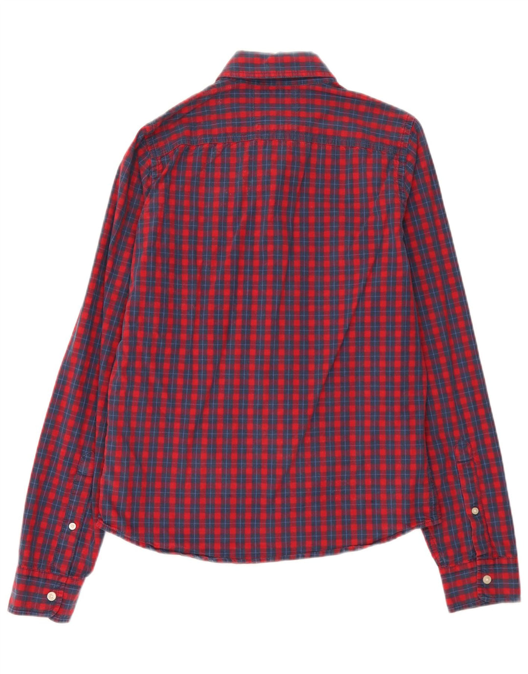Camisa Hollister Hombre Algodón A Cuadros Rojo Mediano