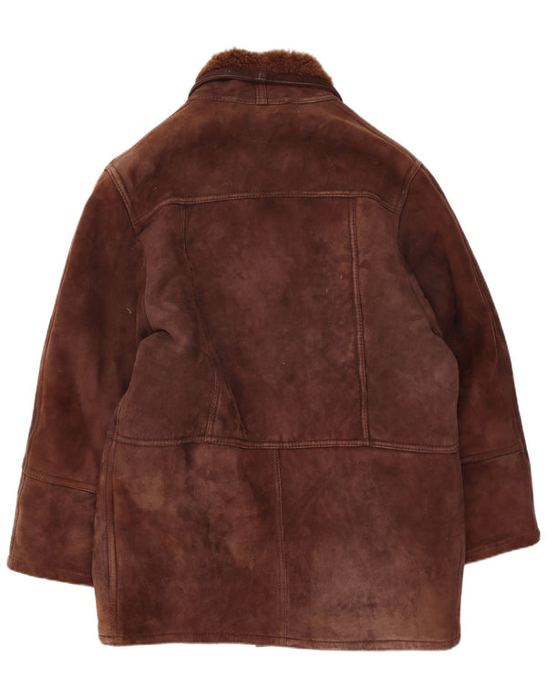 Chaqueta de piel de oveja vintage para hombre IT 52 XL Marrón