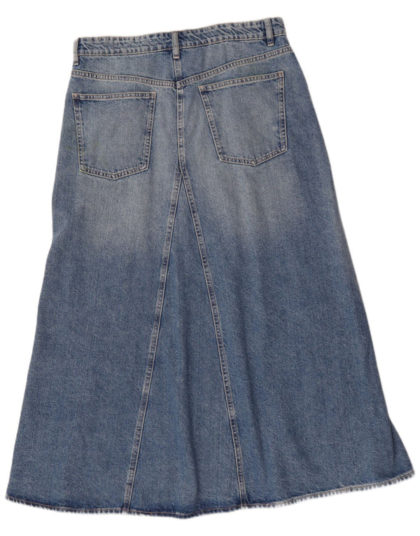 Zara Mujer Falda Vaquera De Cintura Alta XL W32 Azul Algodón