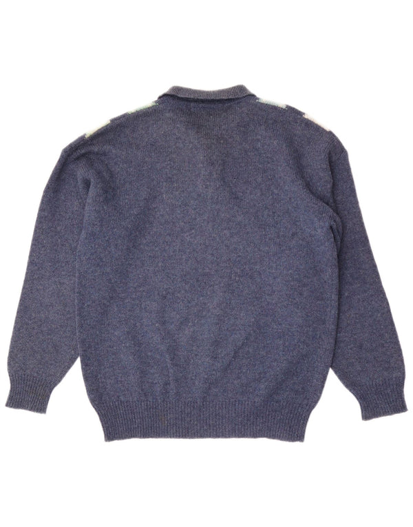 Edward Spires - Jersey para hombre con cuello tipo polo, talla grande, azul marino, rombos/diamante