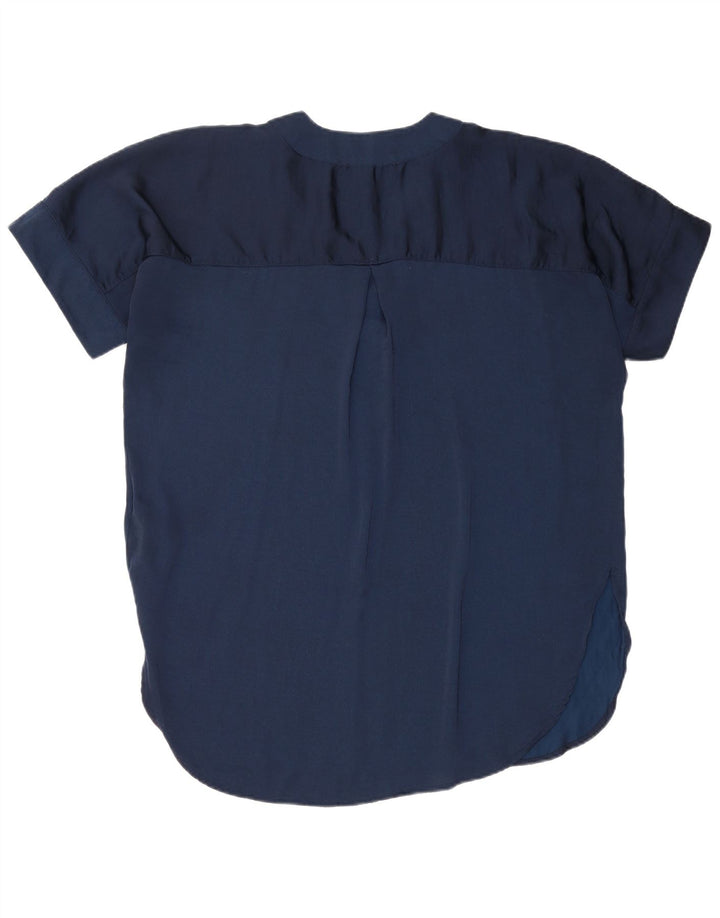 MARKS & SPENCER Womens Blouse Top UK 14 Large Navy Blue Polyester