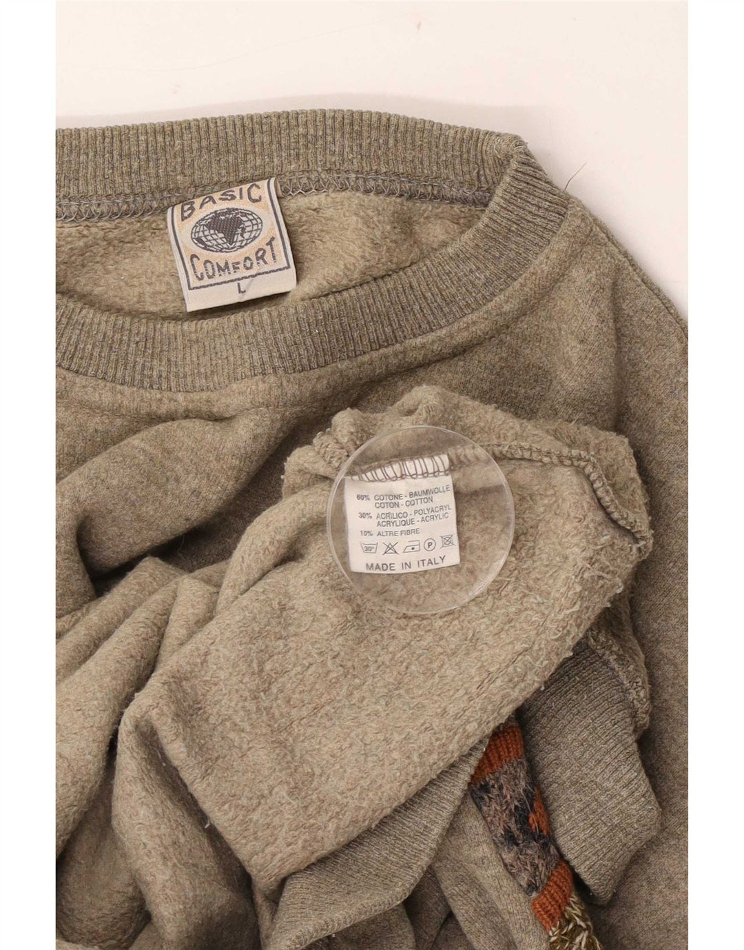 Vintage hombres sudadera gráfica jumper grande gris geométrico algodón