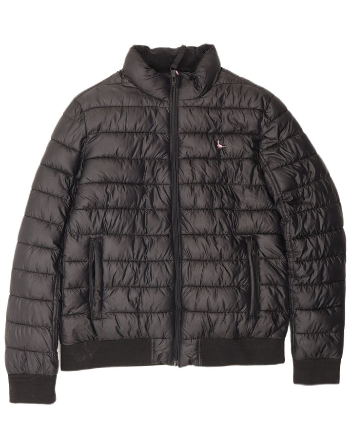 JACK WILLS Chaqueta acolchada para mujer UK 12 Mediana Negro Poliéster