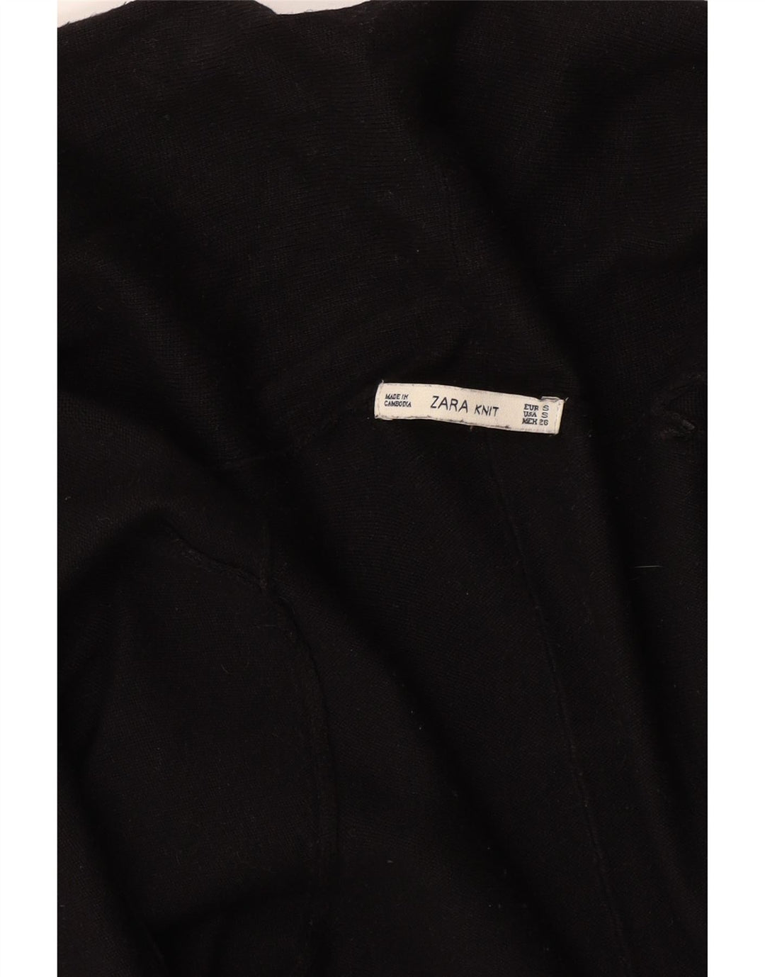 Zara Mujer Cárdigan Abierto Suéter UK 8 Small Negro