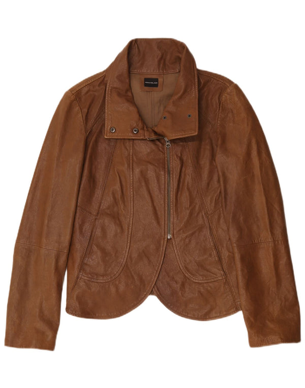 Penny Black Chaqueta motera de cuero para mujer UK 44 Cuero marrón grande