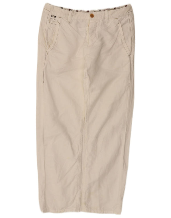 Pantalón Chino Recto Gas Mujer W31 L26 Algodón Blanco