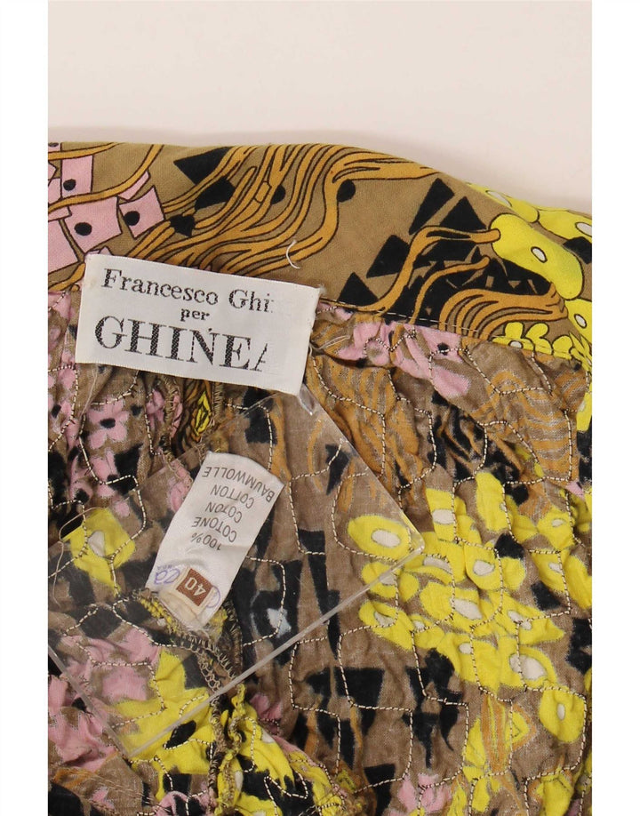 Vintage mujer crop wrap camisa blusa EU 40 medio multicolor floral