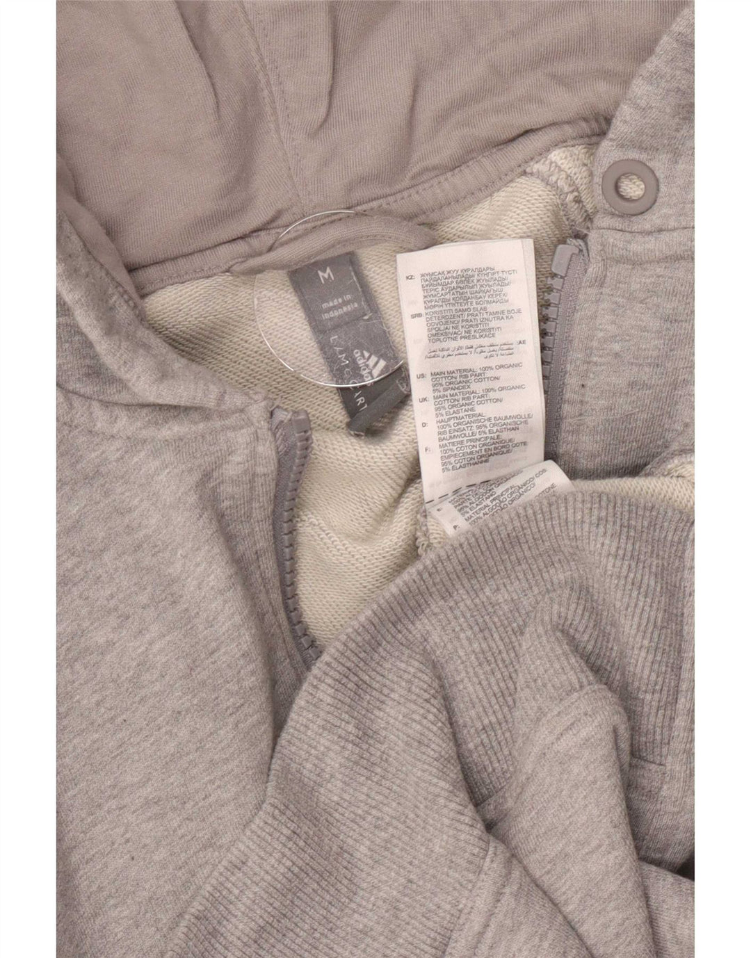Adidas - Sudadera con capucha y cremallera para hombre, algodón gris medio
