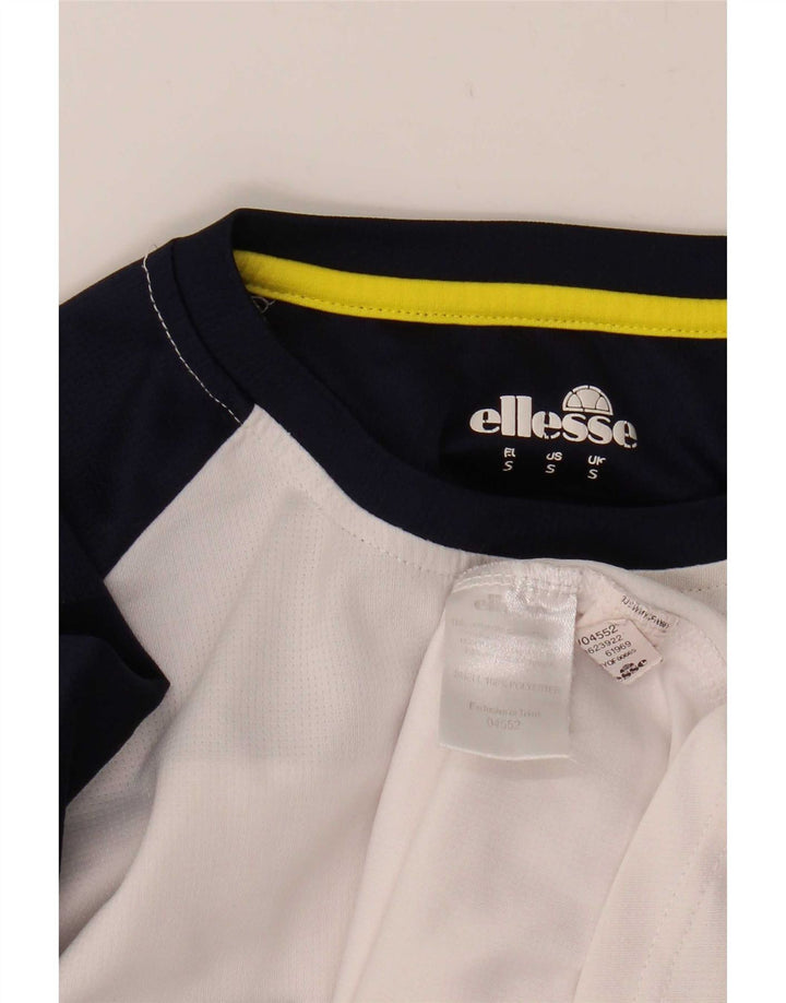 Camiseta Ellesse para hombre de manga larga pequeña con bloques de color blanco poliéster