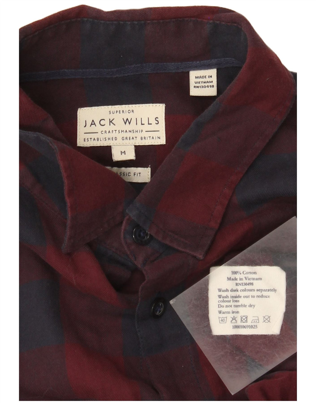 Jack Wills Camisa de corte clásico para hombre de algodón a cuadros en color burdeos medio