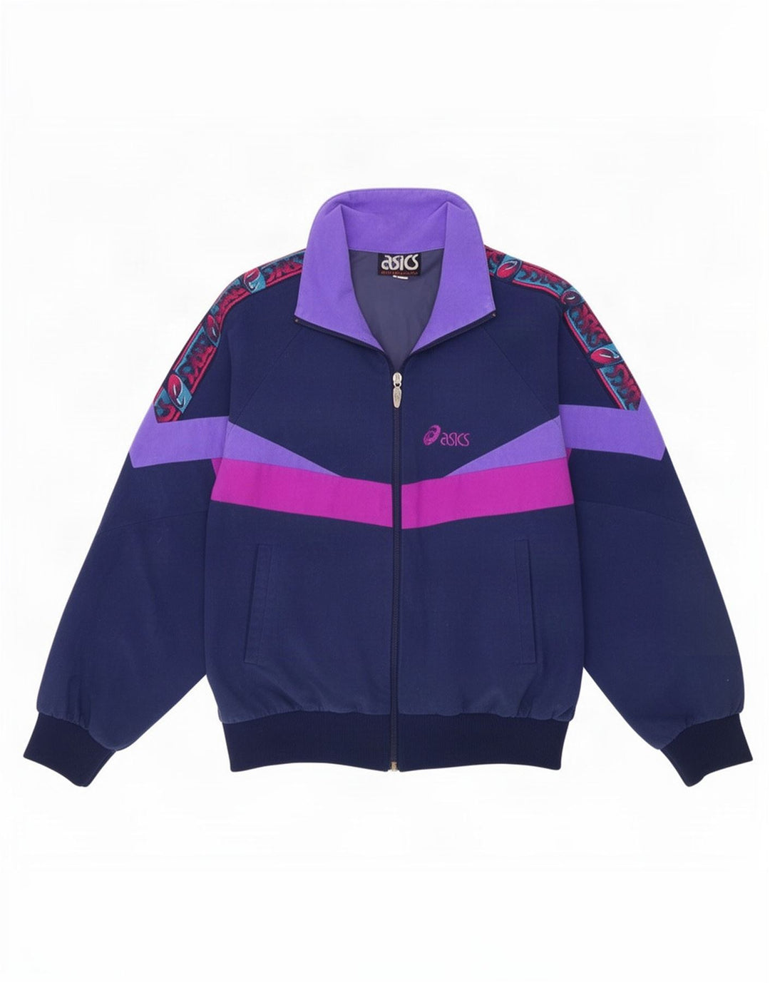Asics Hombre Graphic Chándal Top Chaqueta IT 50 Medium Azul Colorblock