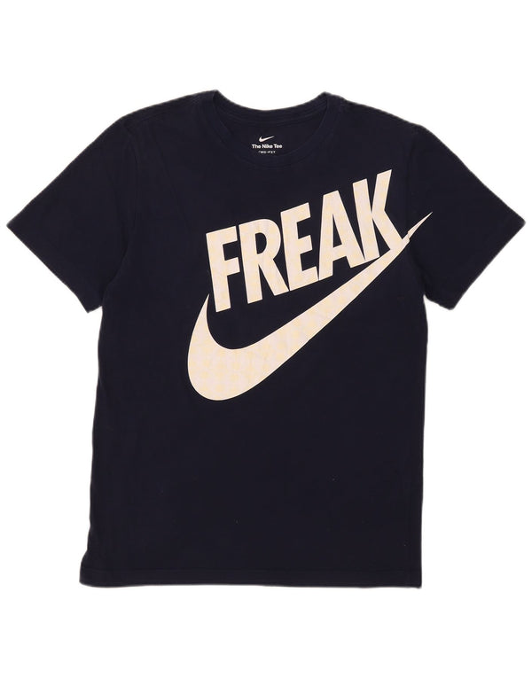 Nike Dri Fit Graphic Camiseta para hombre, talla pequeña, algodón azul marino