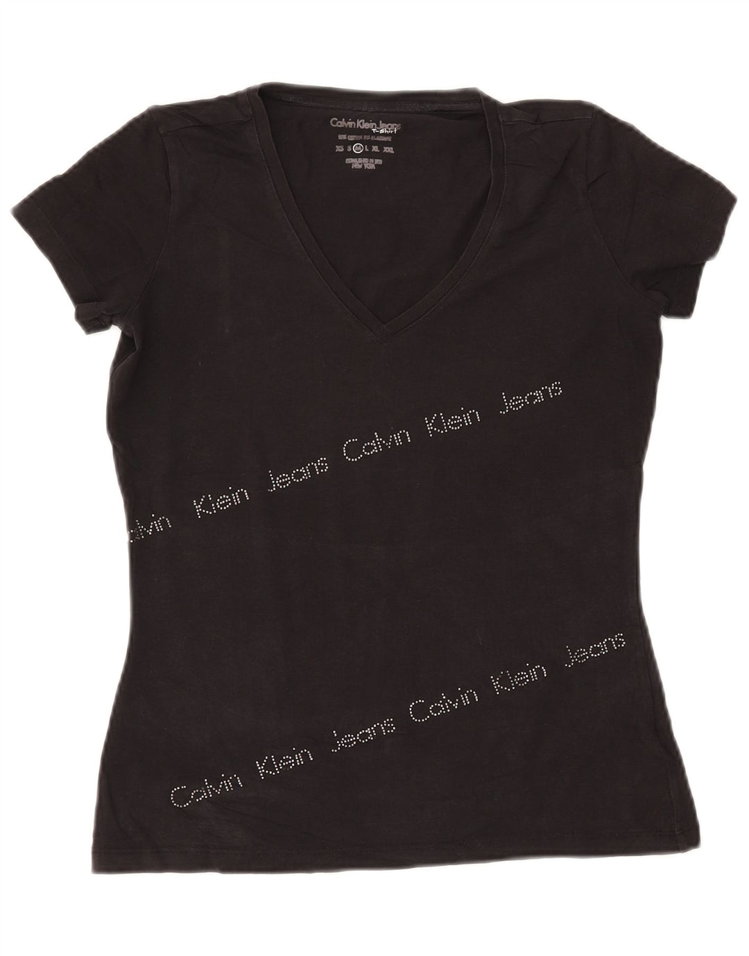 CALVIN KLEIN JEANS Camiseta gráfica para mujer Top UK 12 Medium Black
