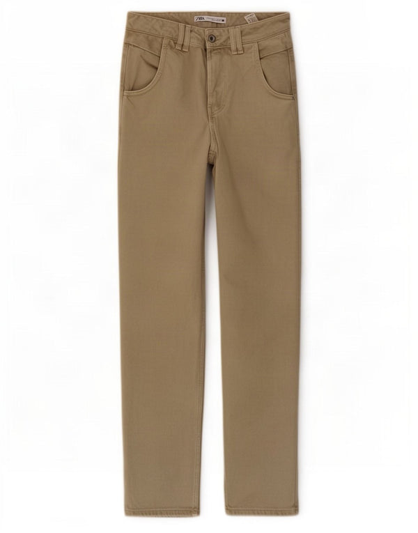 Zara Jeans Cónicos Para Mujer EU 34 2XS W24 L30 Algodón Caqui
