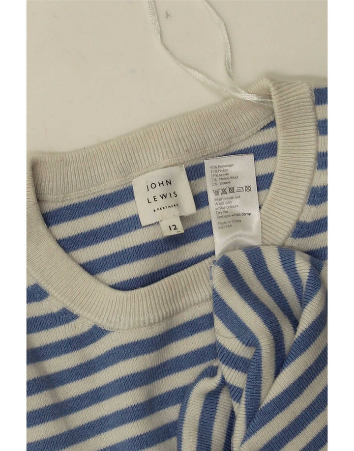 John Lewis - Jersey de cuello redondo para mujer, talla 40, talla mediana, color azul a rayas