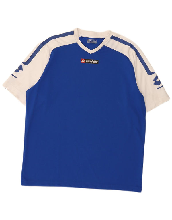 Lotto Camiseta gráfica para hombre Top 2XL Azul Colorblock Sports